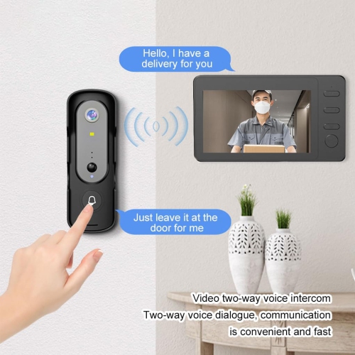 Wireless 2.4 GHz Private Video Doorbell with 4.3" IPS Display - 1080 P/720 P Recording, 160° Ultra Wide Angle Lens, 4000 mAh Battery, SD Card Storage