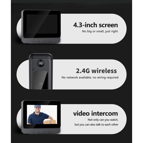 Video Doorbell Intercom System, 4.3 Inches Video Doorbell Camera 1080P with Monitor, ome Video Intercom Door Phone Kits, Support IR NightVision, 2Way