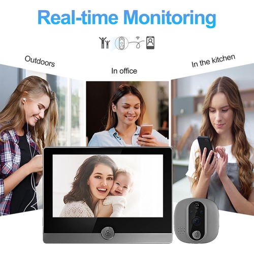 Door Spy Camera, WiFi Door Spy, 1080P, 4.3 Inch Screen, Video Doorbell Camera, Two-Way Intercom System, PIR Detection, Visual Doorbell