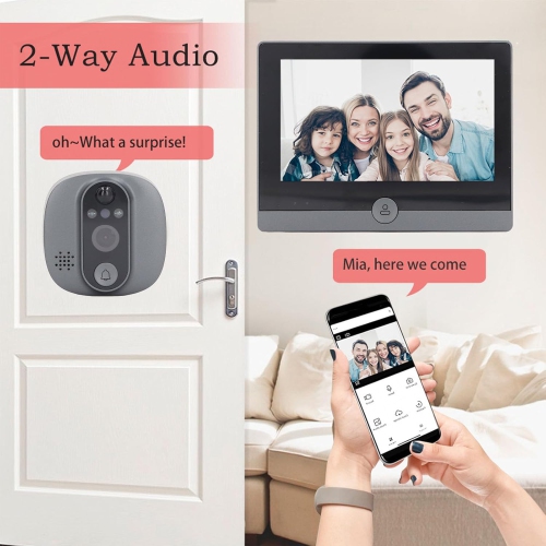Door Spy Camera, WiFi Door Spy, 1080P, 4.3 Inch Screen, Video Doorbell Camera, Two-Way Intercom System, PIR Detection, Visual Doorbell