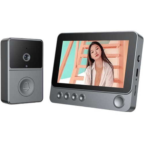 2.4G Wireless Video Intercom Doorbell, 4.3 Inch IPS Screen Audio Video Doorbell Camera Two Way Voice Door Bell Intercom System Night Vision for Villa