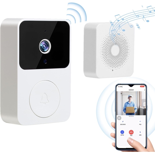 Smart Doorbell Camera Wireless, Doorbell Wireless, Ring Video Doorbell with 65° Viewing Angle, Two Way Audio, Hd Live View, Night Vision, 2.4g WiFi