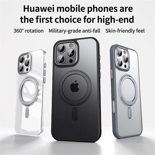 Suitable for iPhone 11 fulcrum mobile phone case transparent rotating MagSafe magnetic bracket, military-grade protection and shockproof - frosted