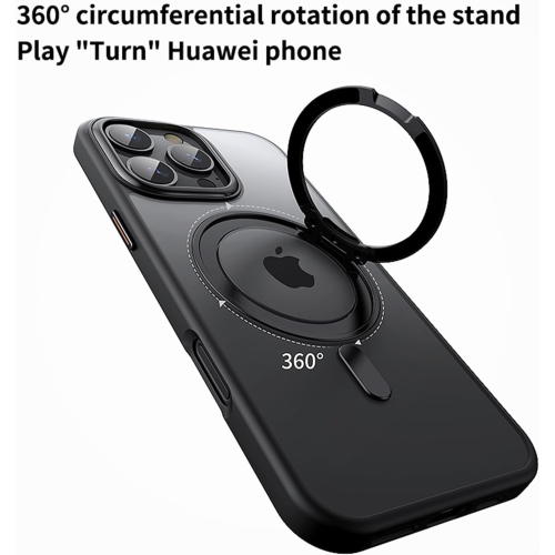 Convient à l'étui pivotant pour iPhone 13, support magnétique rotatif transparent MagSafe, protection de qualité militaire et antichoc - gris givré