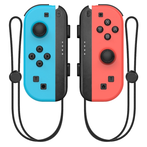 Switch wireless Bluetooth controller joycon left and right handles with hand strap with sleep wake-up function - blue red
