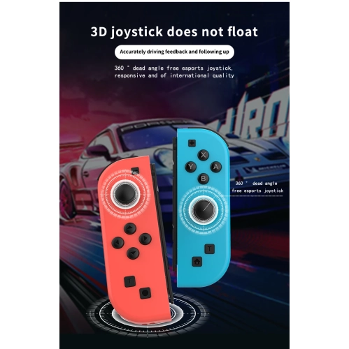Switch wireless Bluetooth controller joycon left and right handles with hand strap with sleep wake-up function - blue red