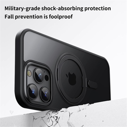 Suitable for iPhone 11 fulcrum mobile phone case transparent rotating MagSafe magnetic bracket, military-grade protection and shockproof - matte black