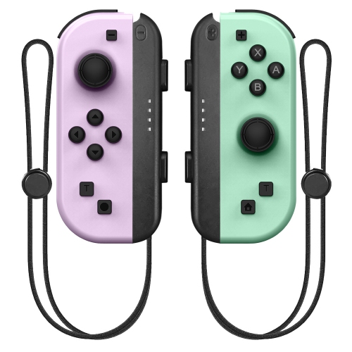 Manette sans fil Bluetooth Joy-Con poignées gauche et droite avec dragonne avec fonction de réveil - violet clair vert pâle