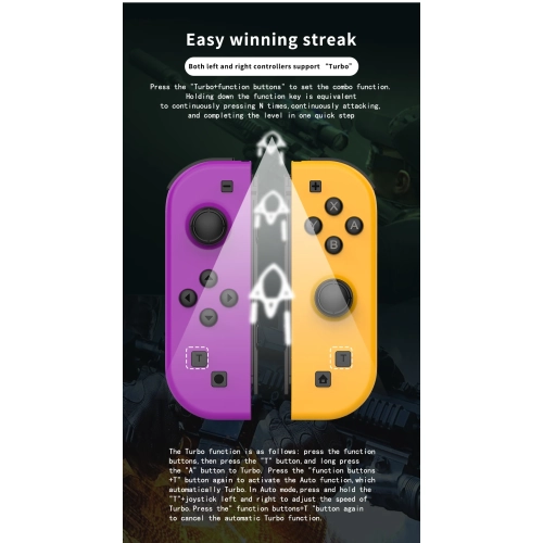 Manette sans fil Bluetooth Joy-Con poignées gauche et droite avec dragonne avec fonction de réveil - violet clair vert pâle