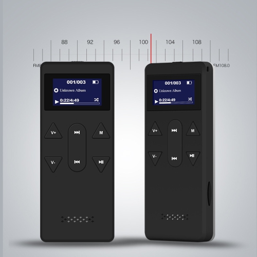 Silver Ultra-portable MP3 player with FM radio – 1.2" screen, lossless audio, expandable storage, long battery life – ideal for running, traveling