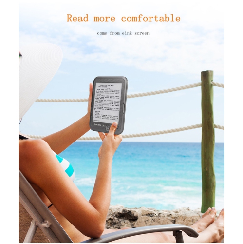6-inch e-ink screen e-book reader, 1024 x 768 e-reader, e-reader device, 2000 mAH - gray