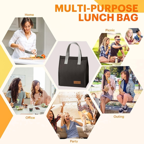 Unisex insulated lunch bag for work, office, student, picnic or travel