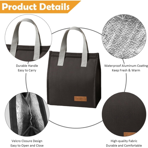 Unisex insulated lunch bag for work, office, student, picnic or travel