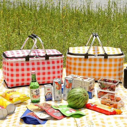 Sac isotherme en panier de pique-nique avec doublure antifuite, 26 L grande capacité pour les activités de plein air, les voyages, la plage et