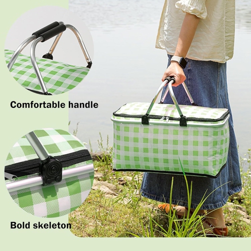 Insulated Picnic Basket Cooler Bag with Leak-proof Lining, 26L Large Capacity for Outdoor Activities, Travel, Beach, Camping