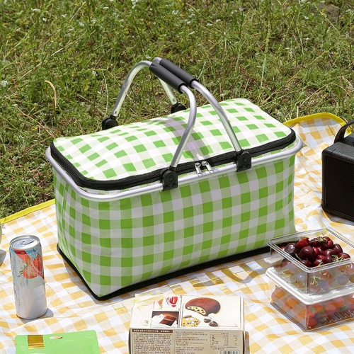 Insulated Picnic Basket Cooler Bag with Leak-proof Lining, 26L Large Capacity for Outdoor Activities, Travel, Beach, Camping