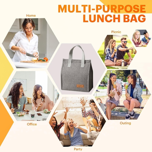 Unisex insulated lunch bag for work, office, student, picnic or travel