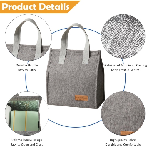 Unisex insulated lunch bag for work, office, student, picnic or travel