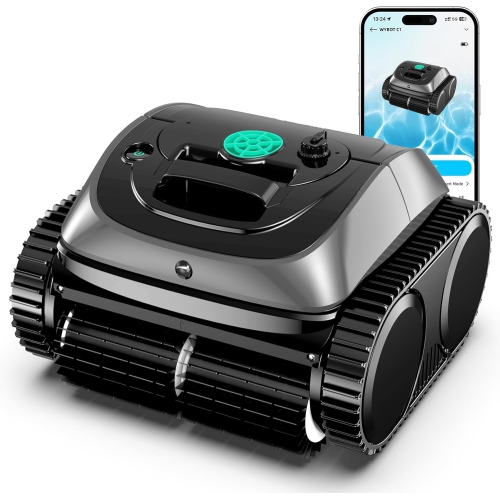 WYBOT  C1 Cordless Pool Vacuum, Wall & Waterline Cleaning, Pool Cleaner Robot \w Smart Route Planning, 150 Mins Runtime, Inground Pools Up to 1, 614