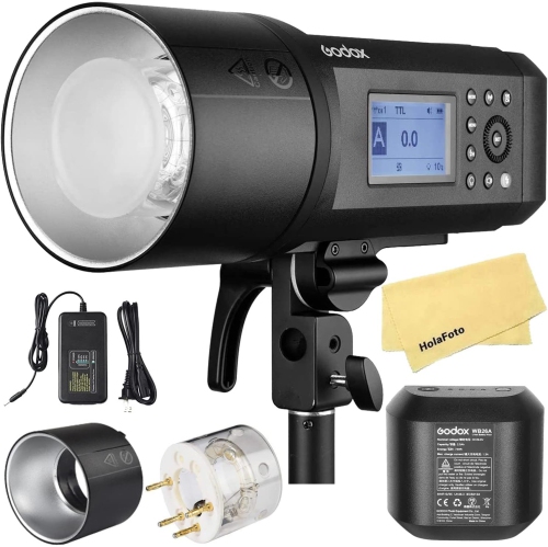 Remis à neuf - Flash AD600 Pro de Godox - Flash TTL de 600 W pour l'extérieur avec système sans fil X 2,4 GHz intégré, batterie au lithium-ion, lampe