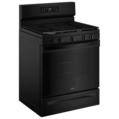 Cuisinière au gaz autonome 30 po avec 5 brûleurs, ventilateur à convection, friture à air chaud et four de 5 pi³ de Whirlpool - Noir