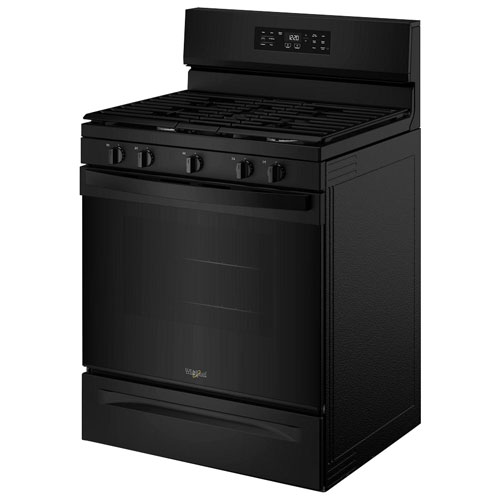 Cuisinière au gaz autonome 30 po avec 5 brûleurs, ventilateur à convection, friture à air chaud et four de 5 pi³ de Whirlpool - Noir