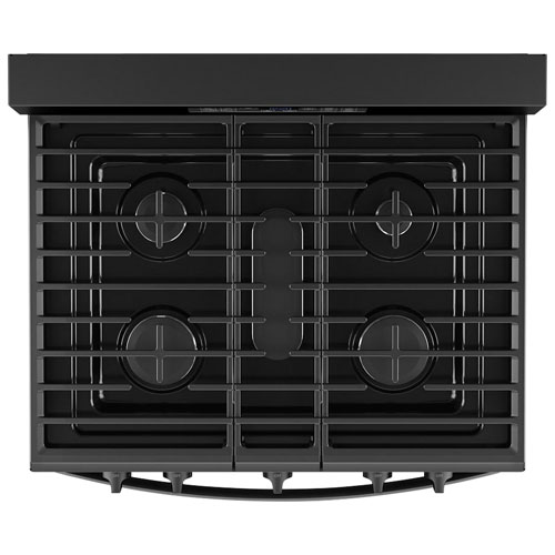 Cuisinière au gaz autonome 30 po avec 5 brûleurs, ventilateur à convection, friture à air chaud et four de 5 pi³ de Whirlpool - Noir
