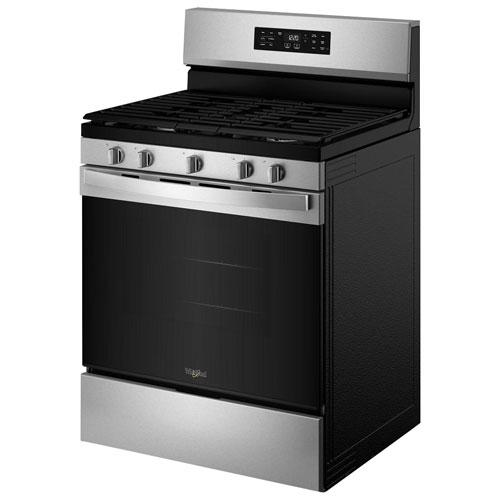 Cuisinière à gaz autonome à 5 brûleurs avec ventilateur à convection et friture à l'air 5 pi³ 30 po de Whirlpool - Acier inoxydable