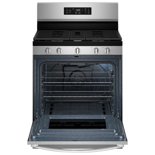 Cuisinière à gaz autonome à 5 brûleurs avec ventilateur à convection et friture à l'air 5 pi³ 30 po de Whirlpool - Acier inoxydable