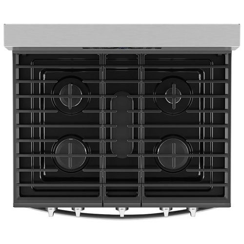 Cuisinière à gaz autonome à 5 brûleurs avec ventilateur à convection et friture à l'air 5 pi³ 30 po de Whirlpool - Acier inoxydable