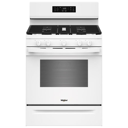 Whirlpool 30" 5.0 Cu. Ft. Fan Convection 5-Burner Freestanding Gas Air Fry Range - White