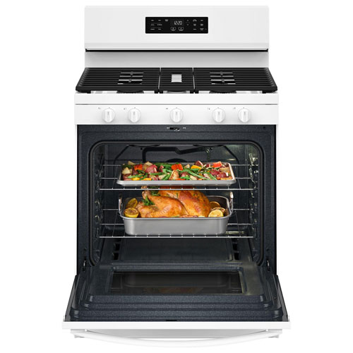 Whirlpool 30" 5.0 Cu. Ft. Fan Convection 5-Burner Freestanding Gas Air Fry Range - White