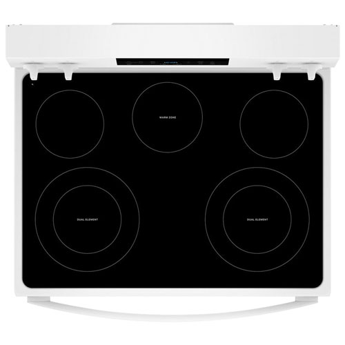 Cuisinière électrique autonome à 5 éléments avec ventilateur à convection et friture à l'air 5,3 pi³ 30 po Whirlpool - Blanc