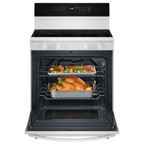 Cuisinière électrique autonome à 5 éléments avec convection véritable et friture à l'air 5,3 pi³ 30 po de Whirlpool - Blanc