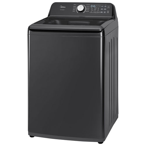 Laveuse à chargement par le haut avec pulsateur 5,2 pi³ de Midea - Acier inoxydable noir mat