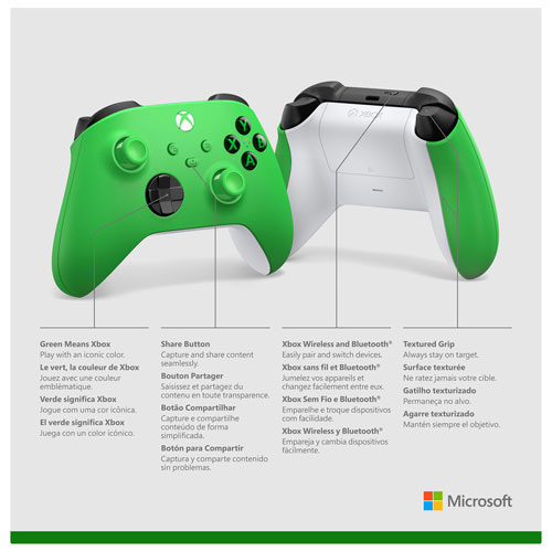 Manette sans fil de Xbox pour Xbox Series X|S/Xbox One - Vert vélocité