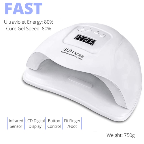 Lampe à ongles UV LED 80&nbsp;W de GreenLife – Séchoir à durcissement en gel rapide avec 36 perles pour vernis à ongles professionnels – Blanc