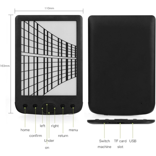 E-book reader 6 inches, eye protection e-book reader HD touch screen electronic ink technology, front light ink screen e-book reader - 512M+8GB