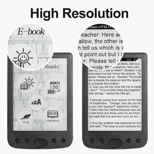 E-book reader 6 inches, eye protection e-book reader HD touch screen electronic ink technology, front light ink screen e-book reader - 512M+4GB