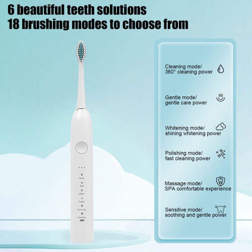 Electric toothbrush with 4 brush heads, 6 modes, 3 levels of force, IPX7 waterproof, 2-minute timer setting Electric toothbrush irrigator - green