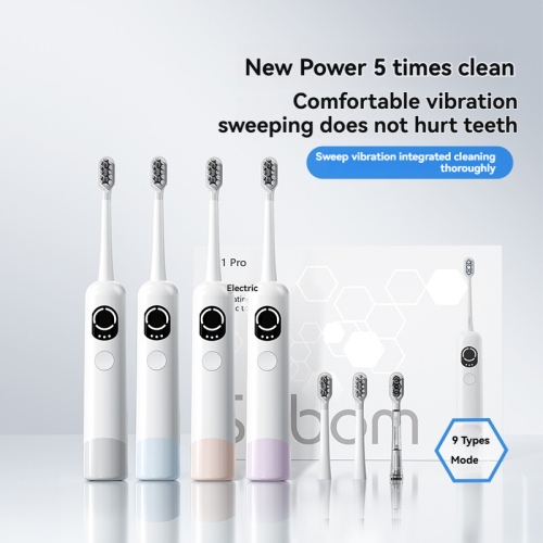 Waterproof multi-mode electric toothbrush sonic pulse, wireless charging toothbrush, IPX7 waterproof, long battery life - purple wireless charging