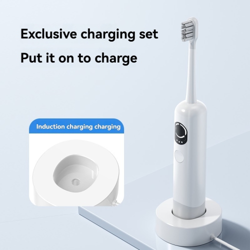 Waterproof multi-mode electric toothbrush sonic pulse, wireless charging toothbrush, IPX7 waterproof, long battery life - gray wireless charging model