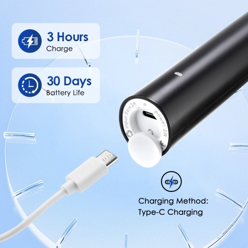 Home use adult electric toothbrush with 5-speed adjustment, soft bristle round head rotating, wireless fast charging, IPX7 waterproof, long-lasting