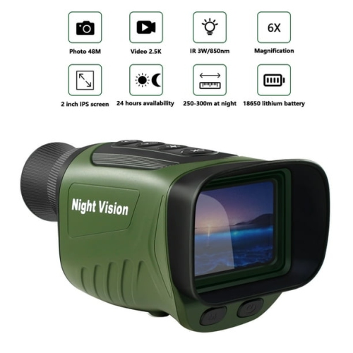Vision de nuit Lunette télescopique rechargeable Lunette infrarouge Lunettes NVG Observe complètement sombre 7x IR 8 Zoom numérique 2,5K Vidéo