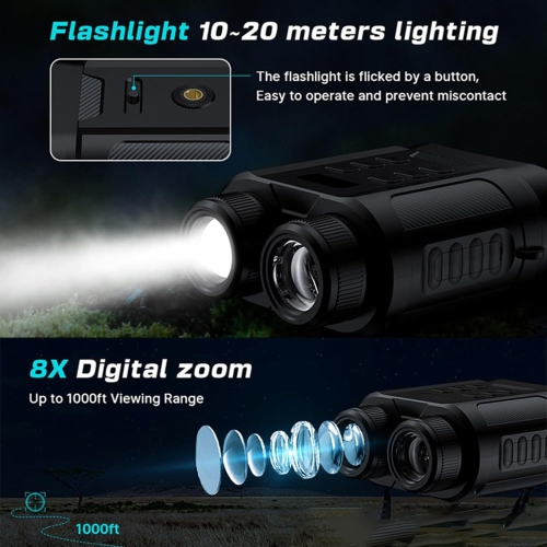 4K Night Vision Binoculars – 10× Optical & 8× Digital Zoom, 4″ TFT Adjustable Screen, 300m Infrared Viewing, Supports 128GB TF Card, 3W 850nm IR LED
