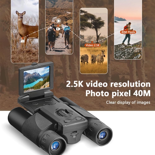 12x32 Easy Focus Binoculars with Camera with Camera & 2 inch LCD Screen, Portable Binoculars 5MP 1080P Video Photo Recorder for Concerts, Bird