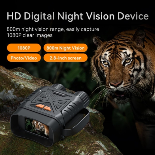 1080P HD Night Vision Binoculars, 10X Digital Zoom, 800M Visual Range, 2.8 Inch IPS HD Screen, Rechargeable Battery, Digital Goggles for Hunting,