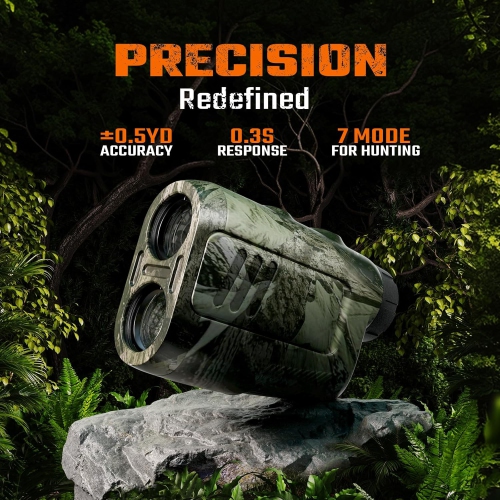 Precision Hunting Range Finder, ±0.5yd Accuracy, 1000Yd Range, 6X Magnification, Rain & Fog Mode, 0.3s Instant Measurement | Lightweight Laser Range