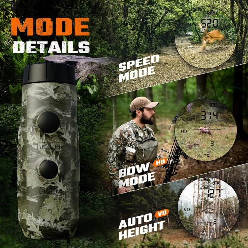 Precision Hunting Range Finder, ±0.5yd Accuracy, 1000Yd Range, 6X Magnification, Rain & Fog Mode, 0.3s Instant Measurement | Lightweight Laser Range
