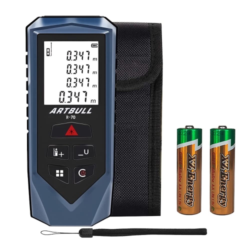 Laser Measuring Tape, 70m /229ft Laser Measure Device, ± 2mm Precise Digital Laser Measuring Device with Area Volume Pythagorean Calculation, LCD